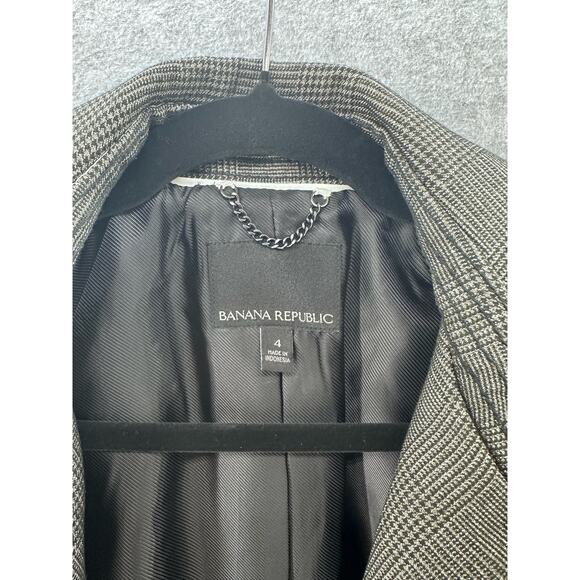 Banana Republic Women’s Sz 4 Houndstooth Blazer with Buckle Sash Workwear Office - Picture 7 of 16